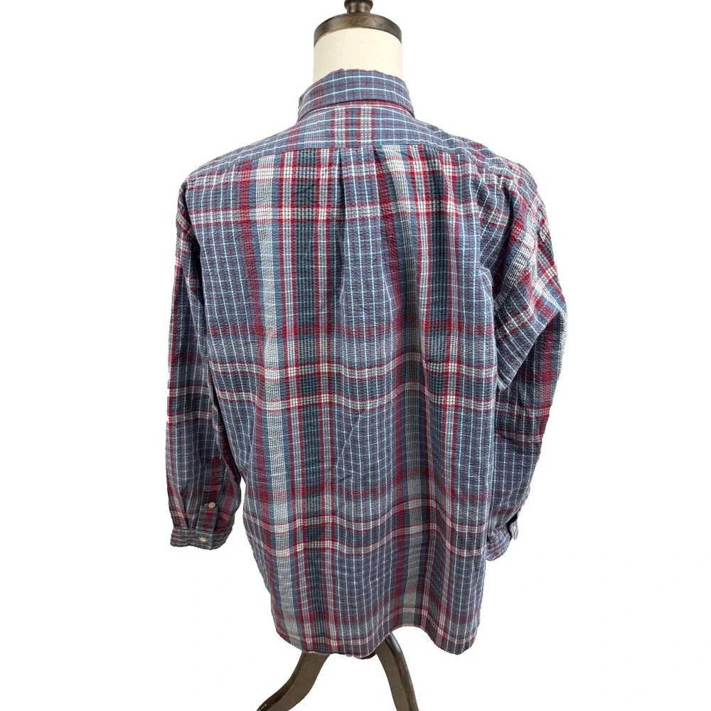Ralph Lauren The Big Shirt Mens Large Blue Red Plaid Mens Large - Picture 5 of 5